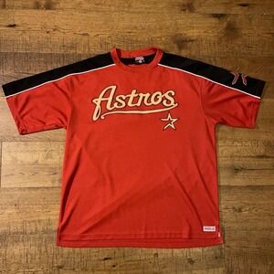 Stitches Houston Astros Jersey Mens XL Red Vintage Sporty Embroidered Mesh Top